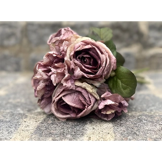 Bosje Kunstbloemen Rozen Hortensia's Antiek Paars | De Boet