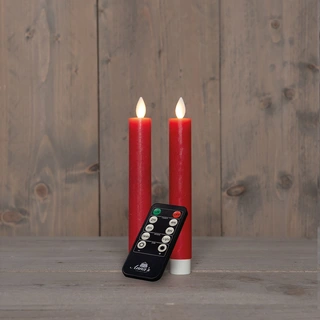 LED Dinerkaarsen Rustiek Wax Rood 18 cm - 2 st. | De Boet