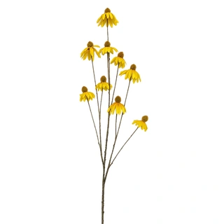 Kunsttak Echinacea Branch Yellow - 123 cm | De Boet