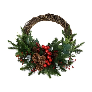 Kunst Kerstkrans Bessen/Hulst - Ø52 cm | De Boet