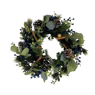 Kunst Kerstkrans Blauwe Bes - Ø40 cm | De Boet