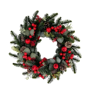 Kunst Kerstkrans Kersen/Eucalyptus - Ø56 cm | De Boet