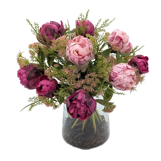 Kunstbloemen Boeket Pioenroos - Felroze