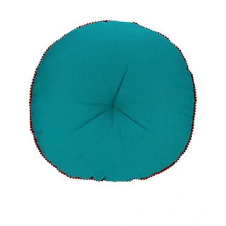 Sierkussen Rond Bloemen Turquoise - Ø45 cm - afbeelding 2