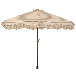 Decoris Parasol Franje Streep Beige - Ø220 cm | De Boet
