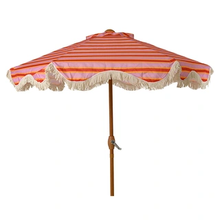 Decoris Parasol Franje Streep Lila - Ø180 cm