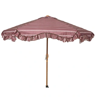 Decoris Parasol Franje Streep Maroon - Ø220 cm | De Boet
