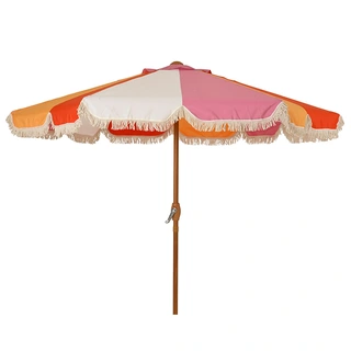 Decoris Parasol Franje Streep Multi - Ø220 cm | De Boet