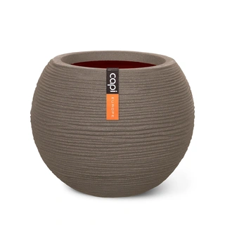 Capi Vaas Bol Rib ∅40x32 cm - Warm Taupe | De Boet