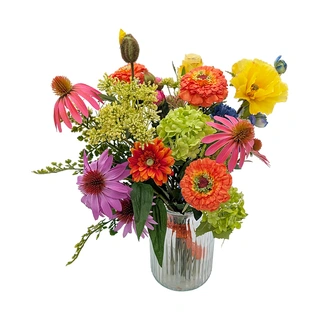 Kunstbloemen Veldboeket Klein + Vaas - Multicolor | De Boet