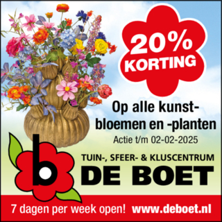 20% Korting op alle kunstbloemen en -planten