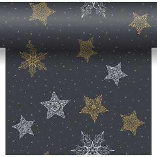 Duni 3-in-1 Rol Snowstars Black - 40x480 cm | De Boet