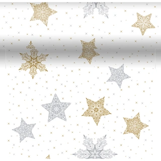 Duni 3-in-1 Rol Snowstars White - 40x480 cm | De Boet