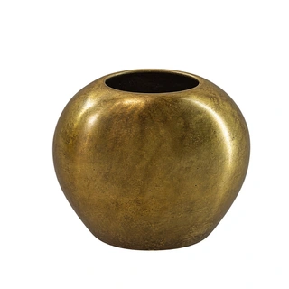 Vase aluminium Oval Ant.gold L - 28x14x23 cm | De Boet
