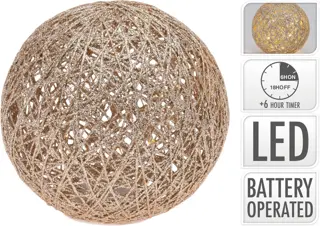 LED Bal Goud Glitter - 20 cm