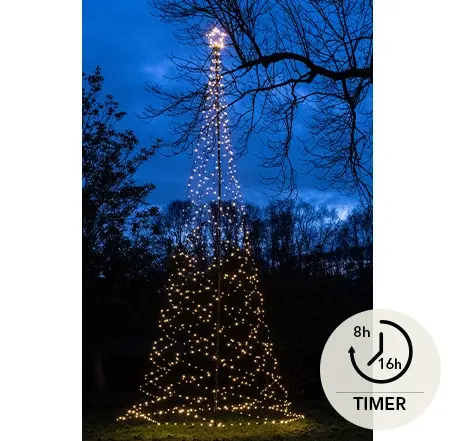 LED Vlaggenmast verlichting Boom met Ster incl. Paal - 500 cm