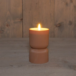 LED Kaars Buiten 3D Vlam Terra - Ø8x15 cm | De Boet