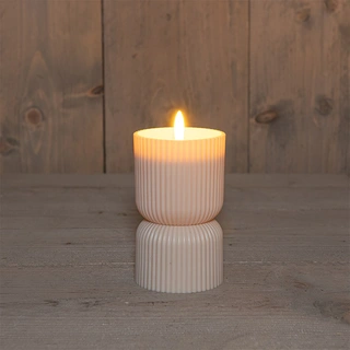 LED Kaars Buiten 3D Vlam Zand - Ø8x15 cm | De Boet