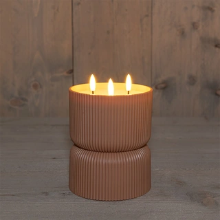 LED Kaars Buiten 3D Vlam Terra - Ø13x17,5 cm | De Boet