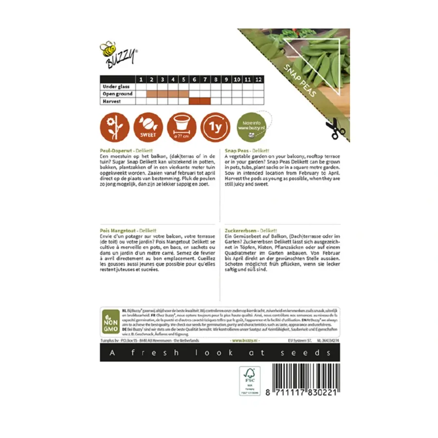 Buzzy® Patio Veggies, Sugar Snap Delikett - afbeelding 2