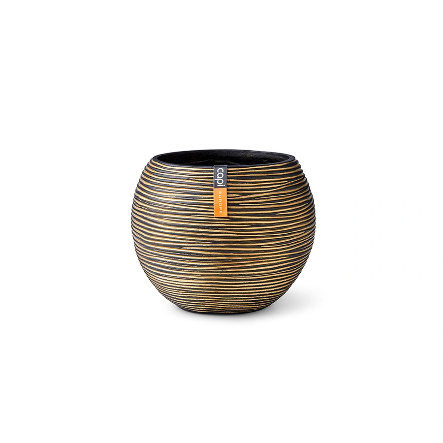 Capi Pot Bol Rib 9x8 cm - Goud Zwart - afbeelding 1