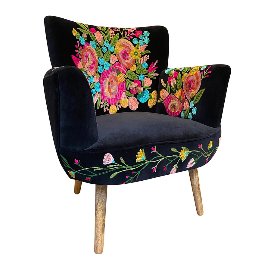 Chair Flower Embroderie - Black