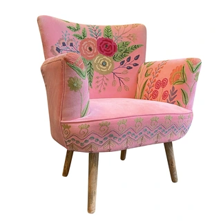 Chair Flower Embroderie - Pink