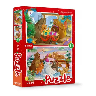 Rebo Chrismas Bears - Puzzel 2 x 24 st.