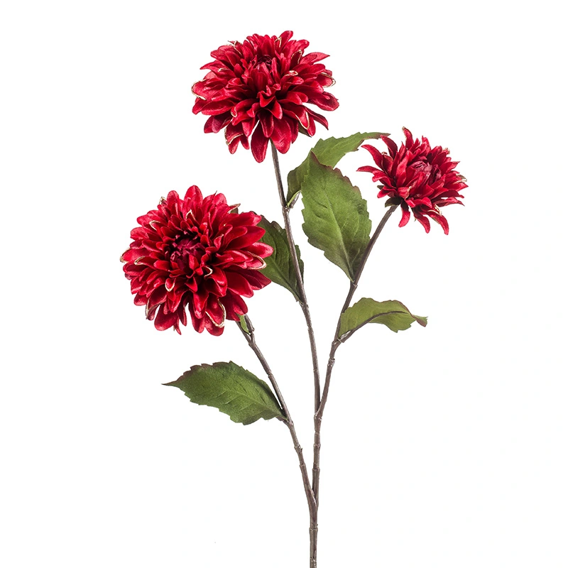 Kunstbloem Dahlia Red/Gold Line - 72 cm