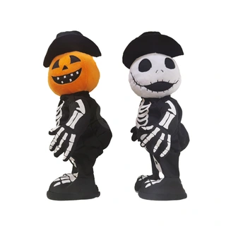 Halloween Figuur Pompoen/Skelet Pluche - 35 cm