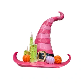 Halloween Heksenhoed LED Roze - 41x39x42 cm | De Boet