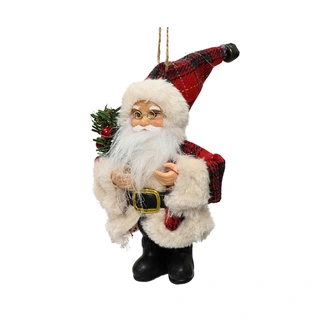 Kersthanger Polyester Kerstman - 13 cm