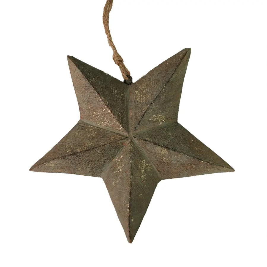 Kersthanger Star Hout M - Olive Green