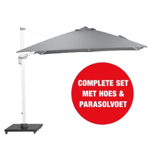 Hawaii Deluxe Zweefparasol Set 300 cm Lichtgrijs | De Boet