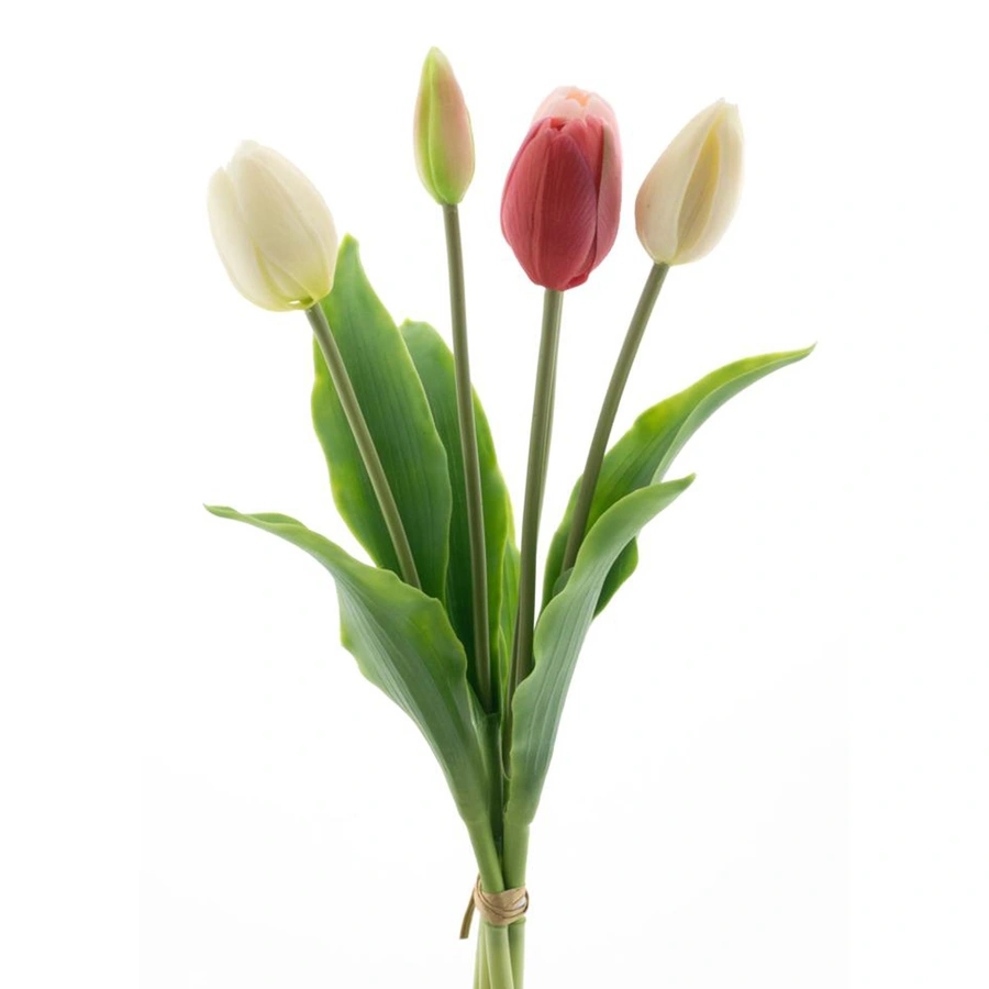 Bosje Kunst Tulpen Florence x5 Pink/Cream Combo - 36 cm