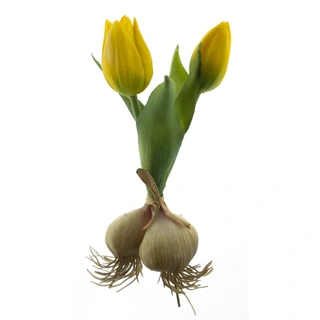 Kunst Tulpen met Bol x2 Yellow - 18 cm