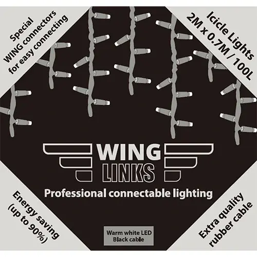 Winglinks Ijspegelverlichting 200x70 cm Zwart - Warm Wit - afbeelding 2