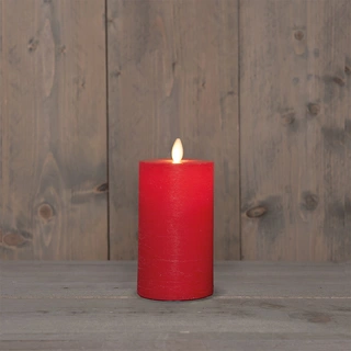 LED Kaars Rustiek Wax Rood Ø7,5x12,5 cm | De Boet