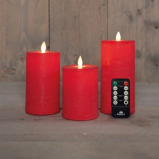 LED Kaarsen Set Rustiek Rood Oplaadbaar - 3 st. | De Boet