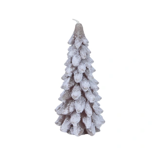 Kerstkaars Wax Boom met Sneeuw Bruin - 20 cm - afbeelding 1