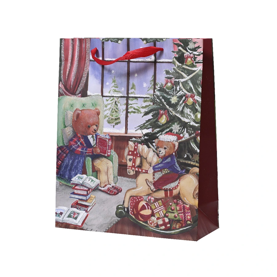 Kerst Giftbag Teddybeer - 10x26x32 cm