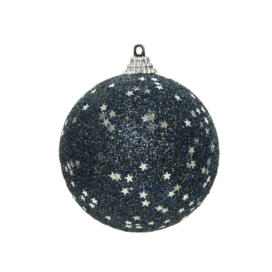 Kerstbal Foam Glitter Sterren Nachtblauw - Ø8 cm