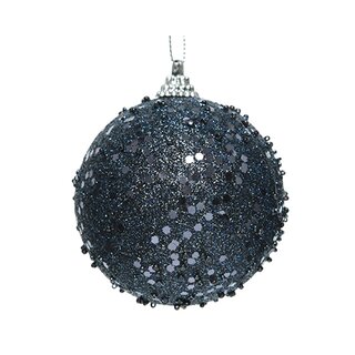 Kerstbal Deco Kraal Glitter - Nachtblauw