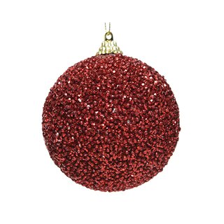 Kerstbal Glitter Kraal - Rood