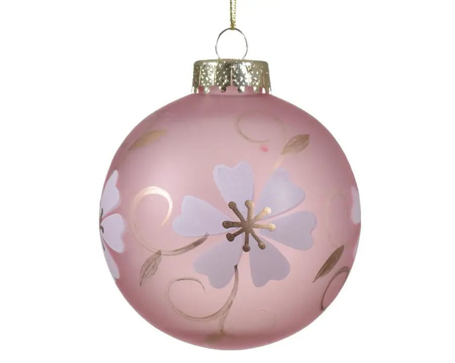 Kerstbal Deco Bloem - Roze