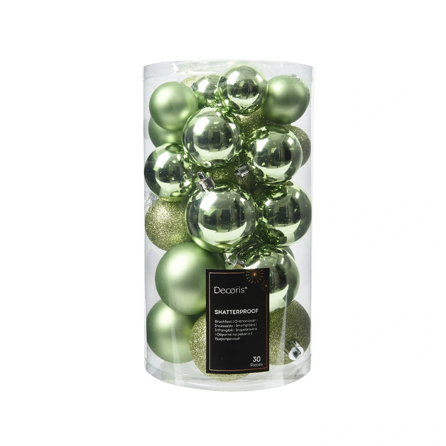 Kerstballen Mix 30 st. - Groene Thee - afbeelding 1