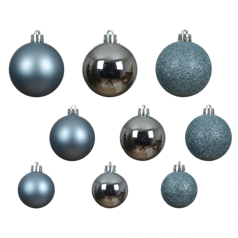 Kerstballen Mix 30 st. - Ijsblauw - afbeelding 2