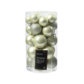 Kerstballen Mix 30 st. - Wit Mint - afbeelding 1