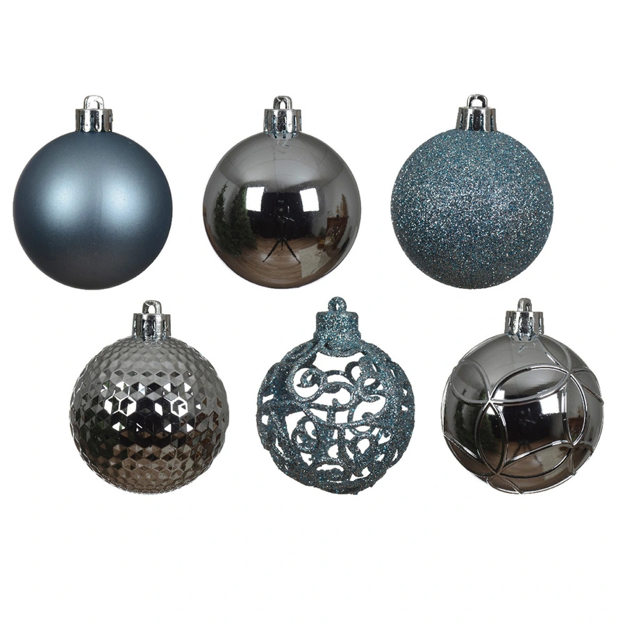 Kerstballen Mix 37 st. - Ijsblauw - afbeelding 2