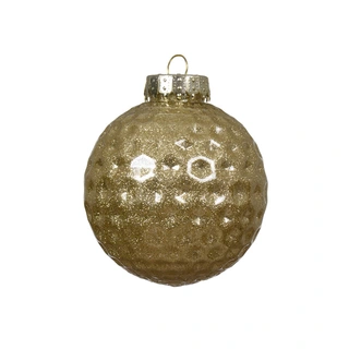 Kerstbal Glitter met Hexagons - Licht Goud